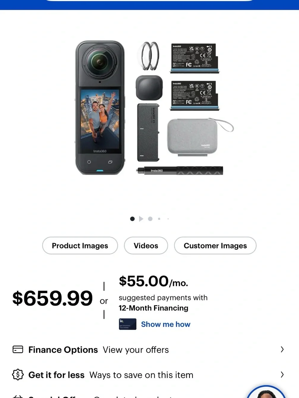 Insta360 x5 Black Action Camera Bundle - Dual-Lens 360º Capture